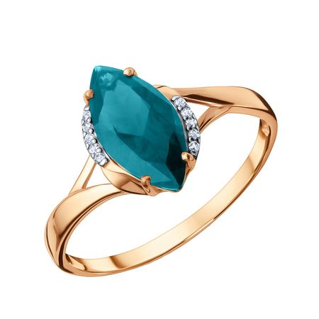 Золотое кольцо с London топазом и фианитами с родированием 29990₽