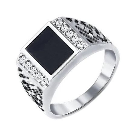 Серебряная печатка с эмалью и фианитами 2490₽