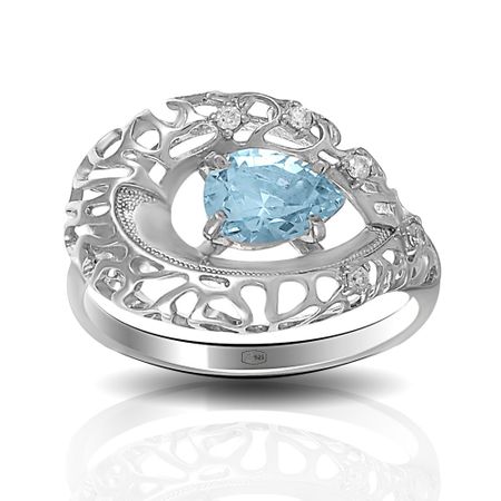 Кольцо из серебра с топазом и фианитами 570₽