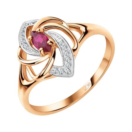 Золотое кольцо с рубином и бриллиантами 44990₽