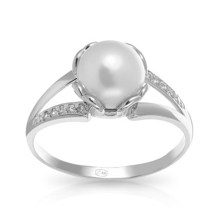 Кольцо из серебра с жемчугом и фианитами 990₽
