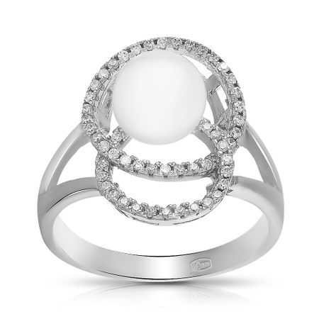 Кольцо из серебра с жемчугом и фианитами 1790₽