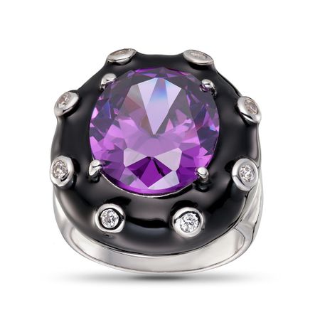 Кольцо из серебра с эмалью и фианитами 9410₽