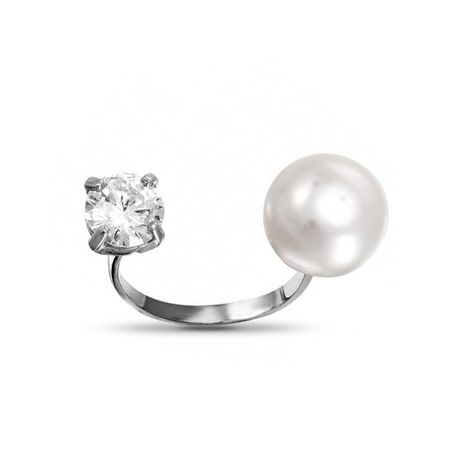 Кольцо из серебра с жемчугом и фианитами 750₽