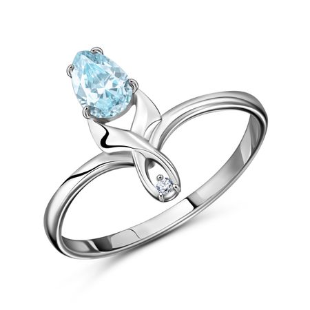 Серебряное кольцо с топазом и фианитом с родированием 500₽