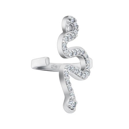 Серебряная серьга с фианитами и родированием 750₽