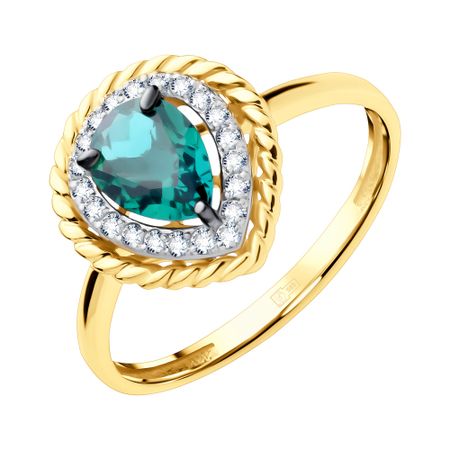 Золотое кольцо с изумрудом и бриллиантами с родированием 31990₽