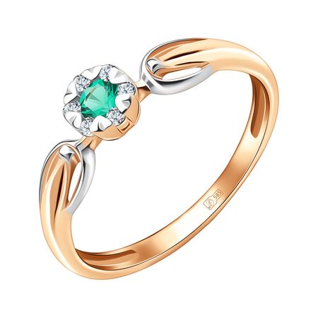 Золотое кольцо с изумрудом и бриллиантами 26990₽