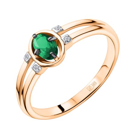 Золотое кольцо с изумрудом и бриллиантами с родированием 21990₽