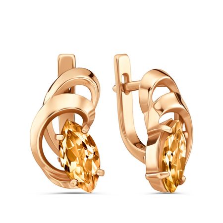 Золотые серьги с цитринами 53990₽