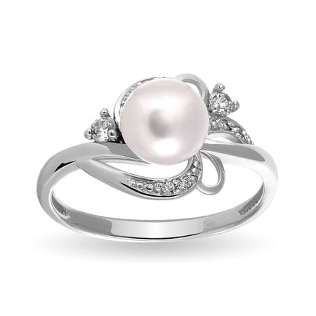 Кольцо из серебра с жемчугом и фианитами 1290₽