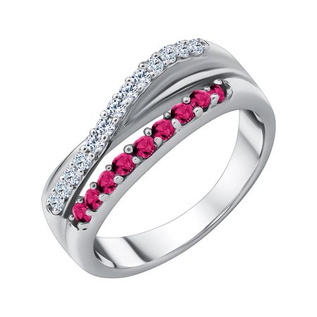 Серебряное кольцо с рубинами и фианитами 1990₽