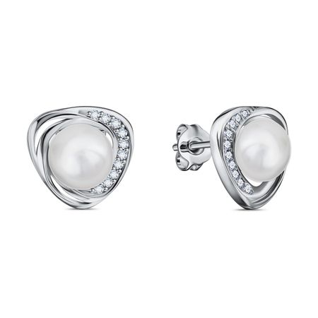 Серебряные серьги с пластиком и фианитами 3070₽