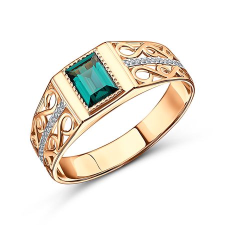 Золотая печатка с кристаллом и фианитами 59990₽