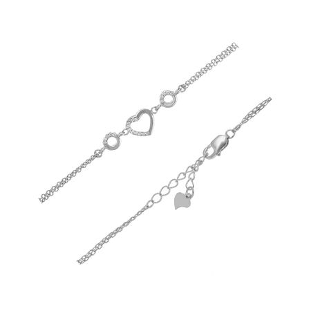 Серебряный браслет Сердце с фианитами и родированием 890₽