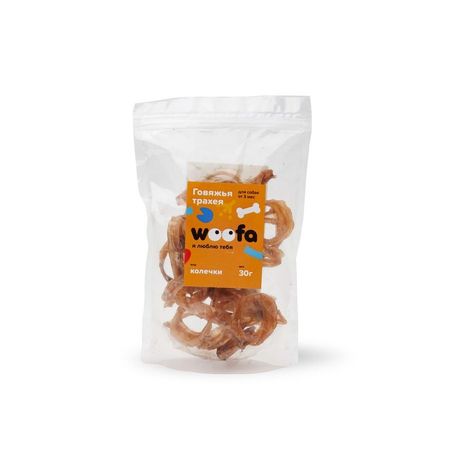 Woofa лакомство для собак, говяжья трахея, колечки- 30 г