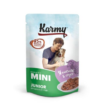 Karmy Mini Junior влажный корм для щенков мелких пород ягненок в соусе в паучах - 80 г х 12 шт 948₽