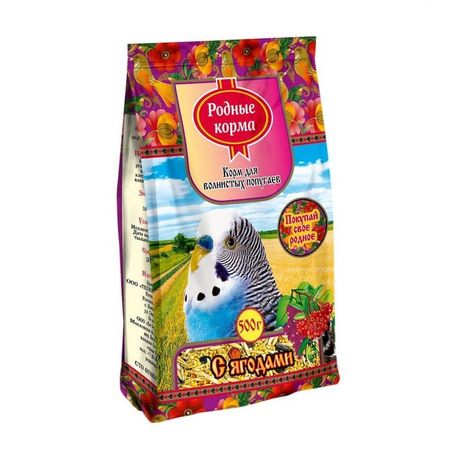 Родные корма сухой корм для волнистых попугаев ягоды - 500 г 68₽