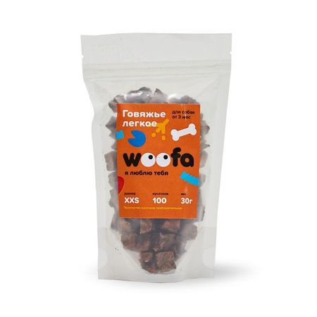 Woofa лакомство для собак говяжье легкое кусочек 15 на 15 см - 30 г 138₽