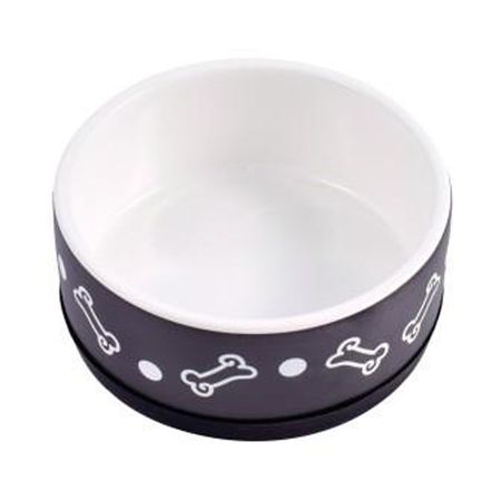 MrKranch миска для собак нескользящая керамическая черная с косточками - 400 мл 384₽