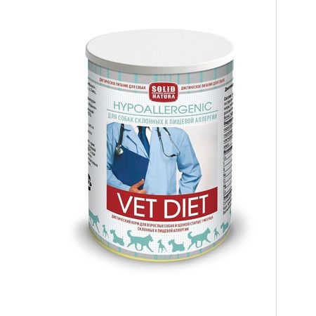 Solid Natura Vet Hypoallergenic для собак склонных к пищевым аллергиям в консервах - 340 г 3444₽