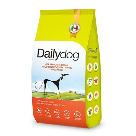 Dailydog Classic line сухой корм для взрослых собак средних и крупных пород, с ИНДЕЙКОЙ