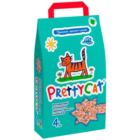 PrettyCat Premium наполнитель впитывающий глиняный  "Premium " с део-кристаллами - 2 кг