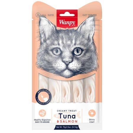 Wanpy Cat лакомство для кошек нежное пюре из тунца и лосося - 70 г 201₽