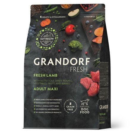 Grandorf Fresh Grain Free Dog Adult Maxi Lamb amp Sweet Potato Сухой корм беззерновой с живыми пробиотиками для взрослых собак крупных пород с ЯГНЕНКОМ и бататом - 3 кг 3680₽