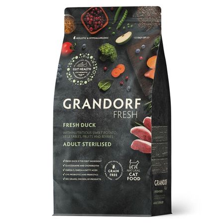 Grandorf Fresh Grain Free Dog Adult Mini Duck  &amp; Sweet Potato Сухой корм беззерновой с живыми пробиотиками для стерилизованных и пожилых кошек с УТКОЙ и бататом