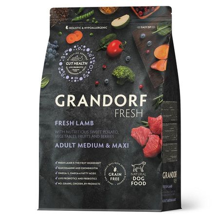 Grandorf Fresh Grain Free Dog Adult Medium amp Maxi Lamb amp Sweet Potato Сухой корм беззерновой с живыми пробиотиками для взрослых собак средних и крупных пород с ЯГНЕНКОМ и бататом - 3 кг 4000₽
