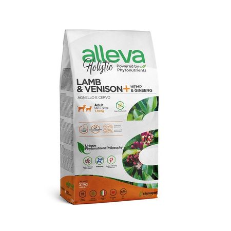 Alleva Holistic Adult Lamb amp Venison Mini сухой корм для взрослых собак с ЯГНЕНКОМ и ОЛЕНИНОЙ коноплей и женьшенем - 2 кг 3170₽