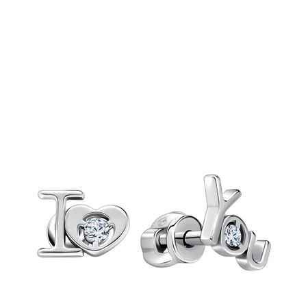 Серебряные серьги с фианитами и родированием 590₽