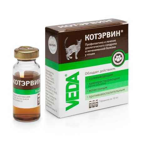 Veda Котэрвин настой для профилактики и лечения болезней мочевыводящих путей у кошек 3 шт х 10 мл 236₽