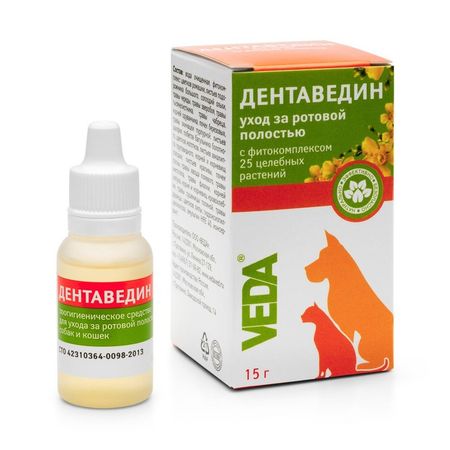 Veda Дентаведин зоогигиеническое средство для ухода за ротовой полостью для собак и кошек 15 г 134₽