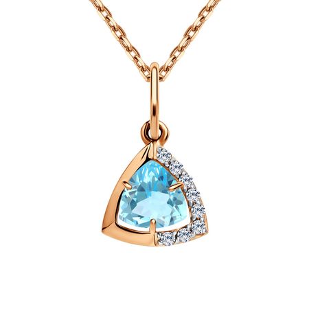 Золотая подвеска с топазом Sky и фианитами с родированием 8490₽