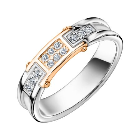 Золотое обручальное кольцо с бриллиантами и родированием 51990₽