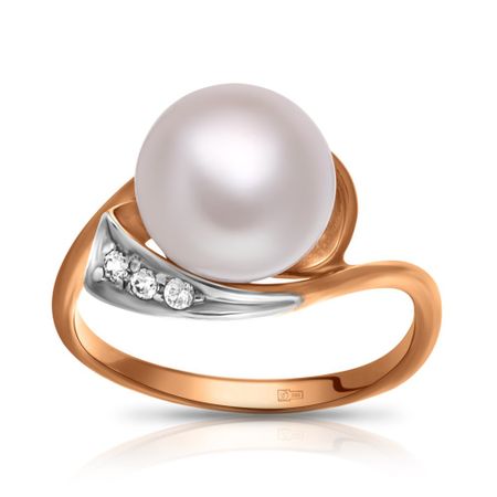 Кольцо из золота с жемчугом и фианитами 37990₽