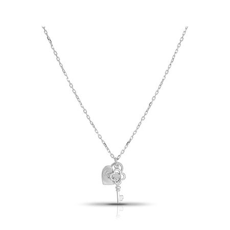 Серебряное колье Замок LOVE с фианитами и родированием 990₽