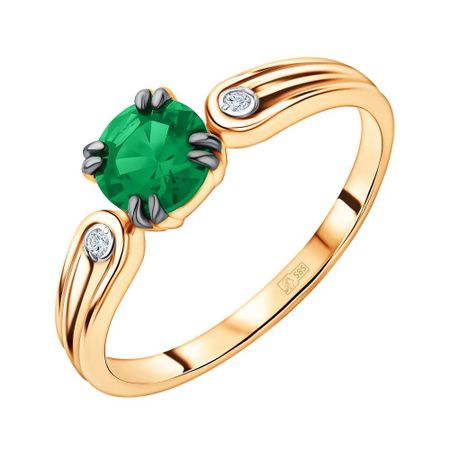 Золотое кольцо с изумрудом и бриллиантами с родированием 28990₽