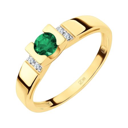 Золотое кольцо с изумрудом и бриллиантами 34990₽