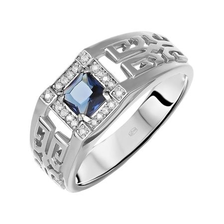 Кольцо-печатка из серебра с фианитами 3100₽