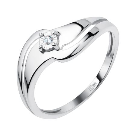 Золотое кольцо с бриллиантом и алмазной гранью с родированием 19990₽