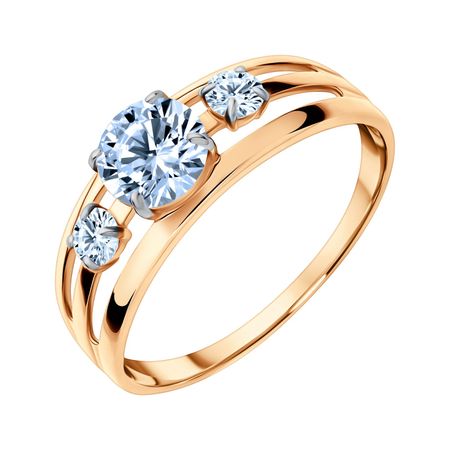 Золотое кольцо с топазами Sky и родированием 25990₽