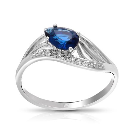 Кольцо из серебра с сапфиром и фианитами 800₽