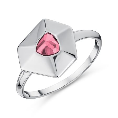 Серебряное кольцо с ювелирным кристаллом и родированием 490₽