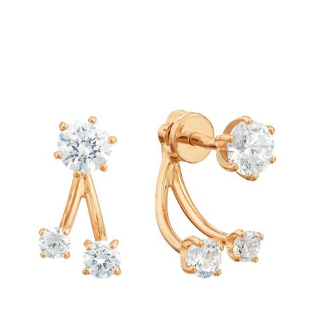 Серьги-пусеты из золота с фианитами