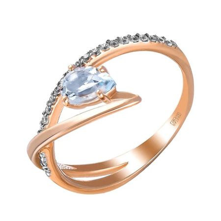 Золотое кольцо с топазом и фианитами 16490₽