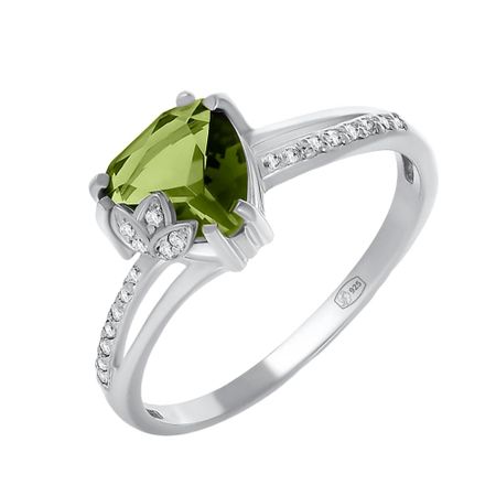 Серебряное кольцо с ювелирным стеклом и фианитами 790₽