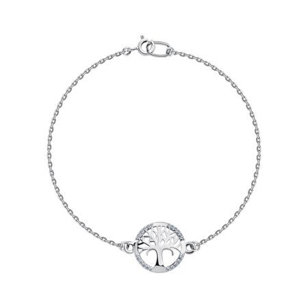 Серебряный браслет Дерево с фианитами и родированием 390₽